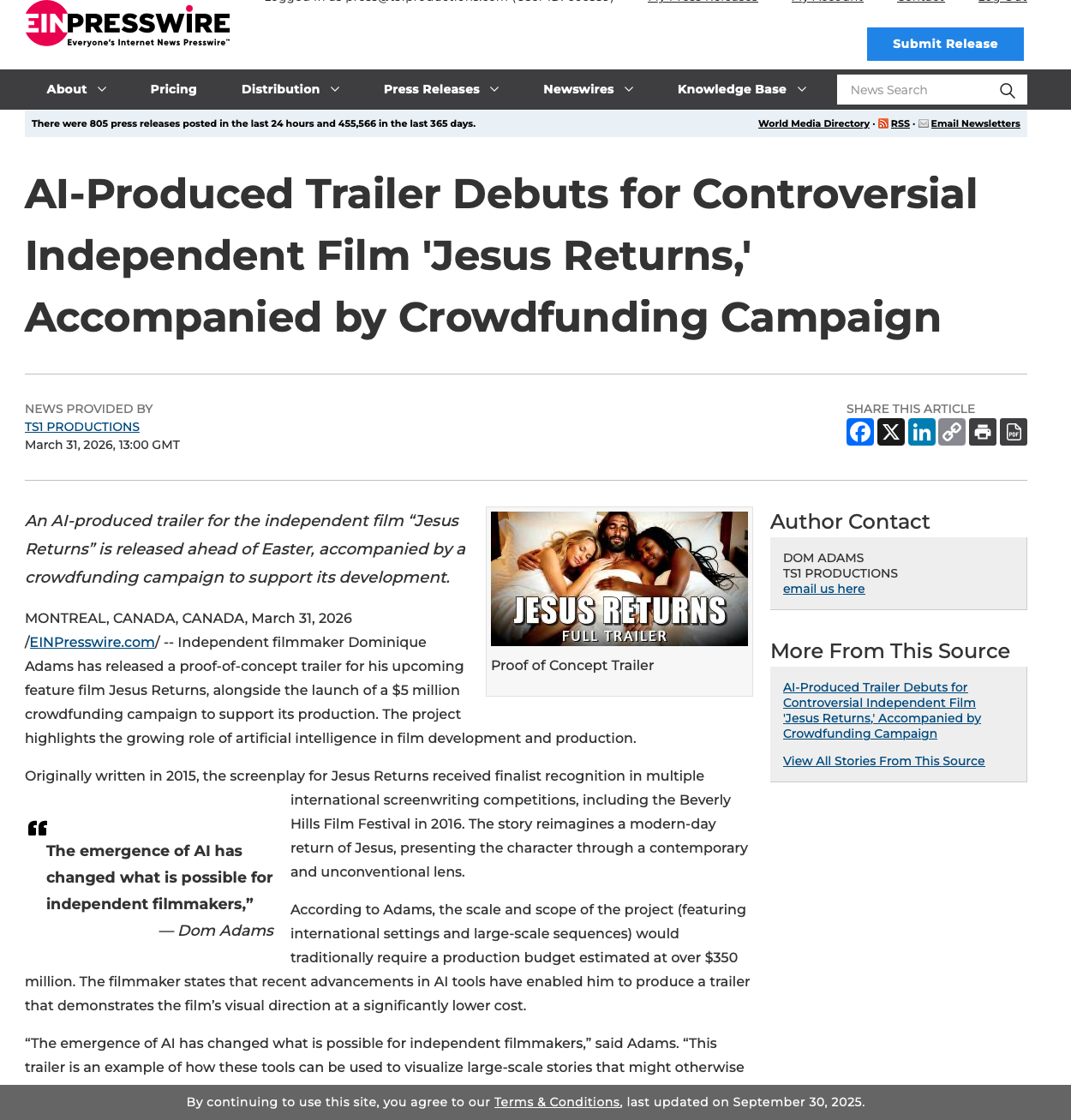Jesus Returns 2026 Press Release